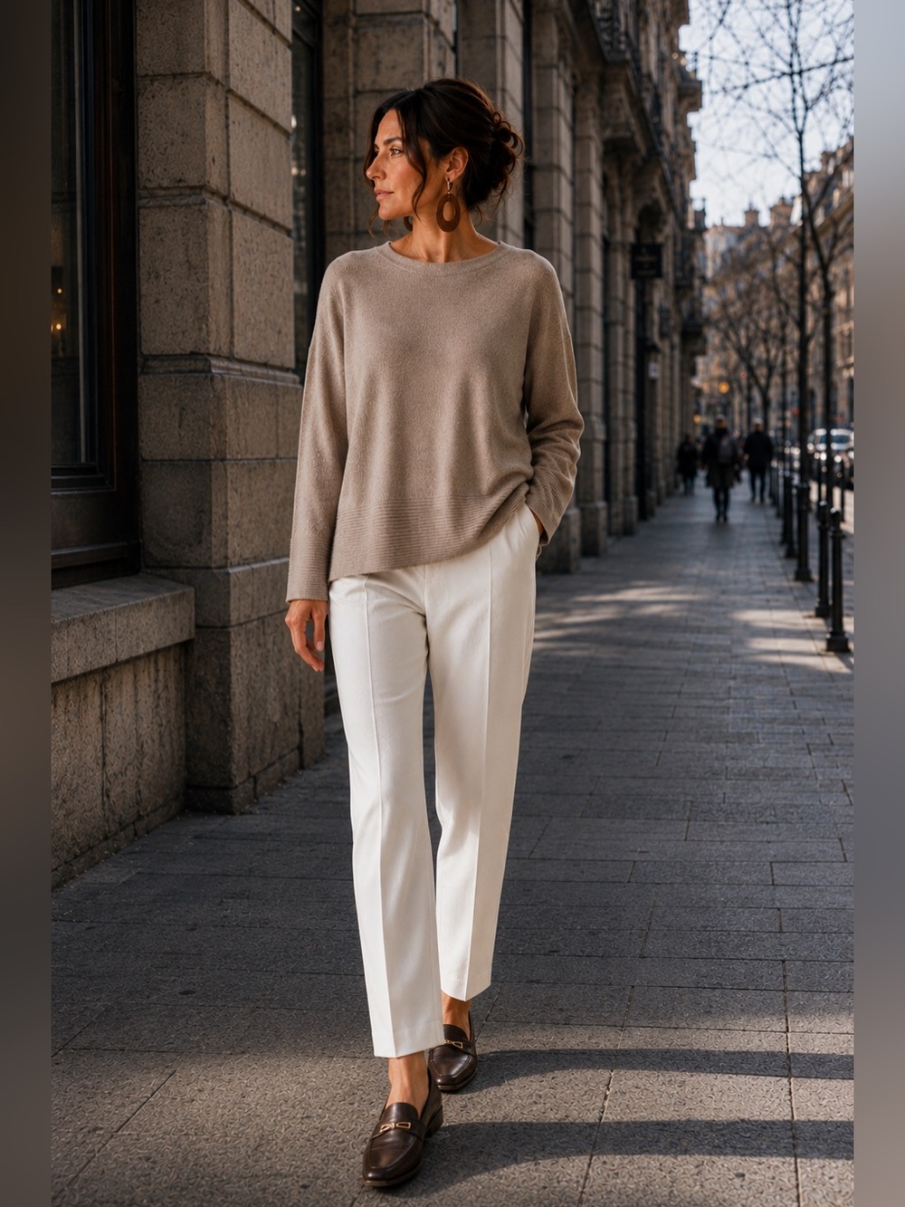 Ellen Tracy 100% Cashmere Relaxed Sweater Taupe Beige Size S